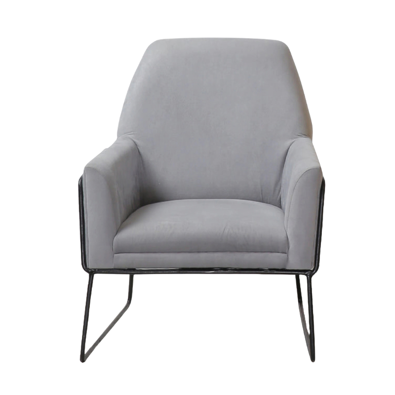 Grey Upholstered Sofa Chair with Powder-Coated