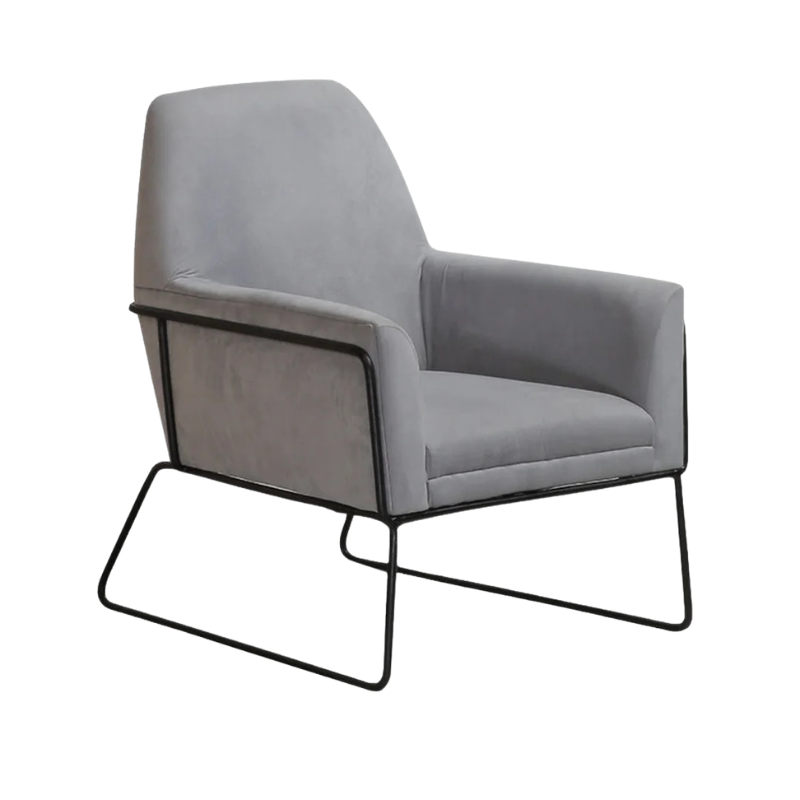 Grey Upholstered Sofa Chair with Powder-Coated