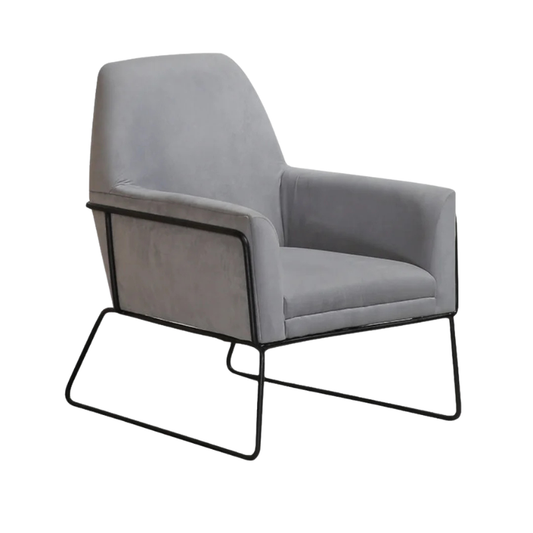 Grey Upholstered Sofa Chair with Powder-Coated